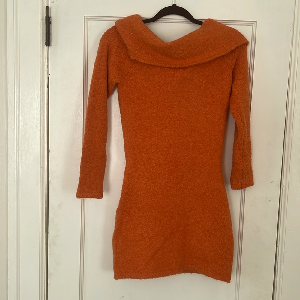 H&M Orange of the shoulder sweater dress